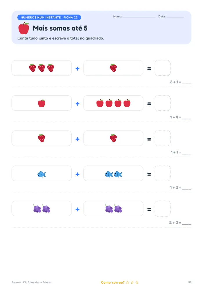 Exemplo de ficha do caderno Letras e Sons